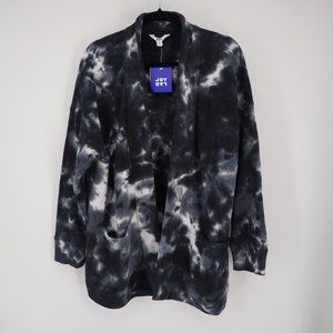 JoyLab NWT Women's Black Tie Dye Open Front Heavyweight Cardigan Sz M Pockets
